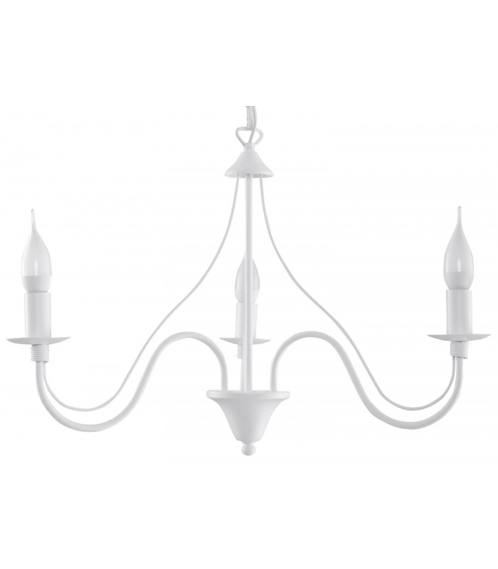3 Light Multi Arm Chandelier White, E14 - 1