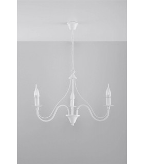3 Light Multi Arm Chandelier White, E14 - 2