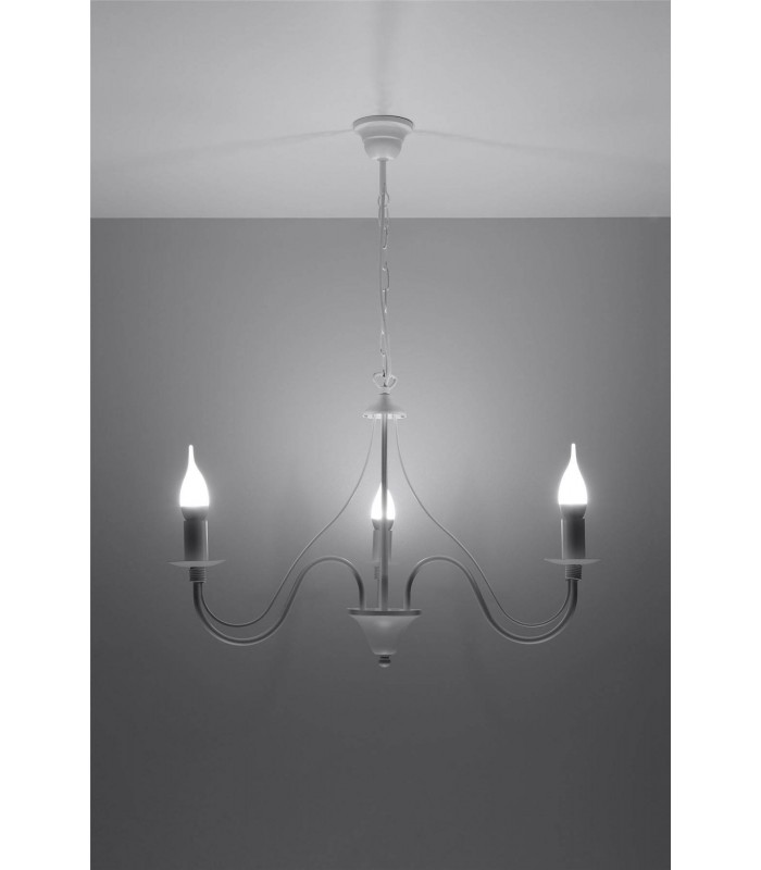 3 Light Multi Arm Chandelier White, E14 - 4