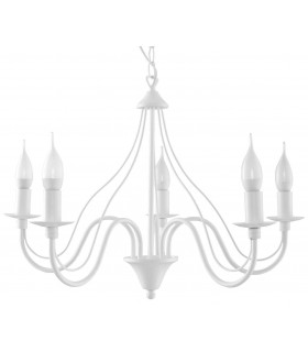 5 Light Multi Arm Chandelier White, E14 - 1
