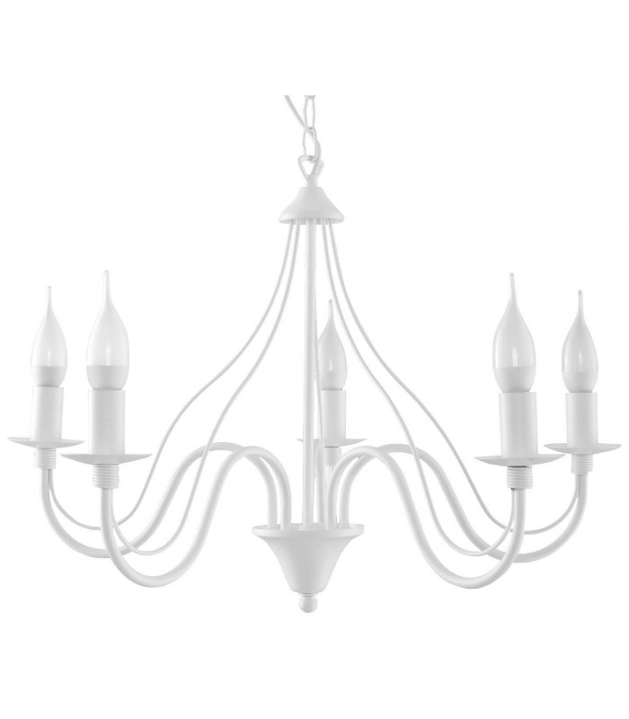 5 Light Multi Arm Chandelier White, E14 - 1