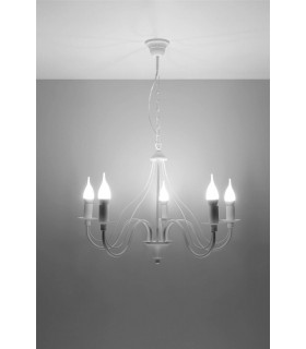 5 Light Multi Arm Chandelier White, E14 - 2