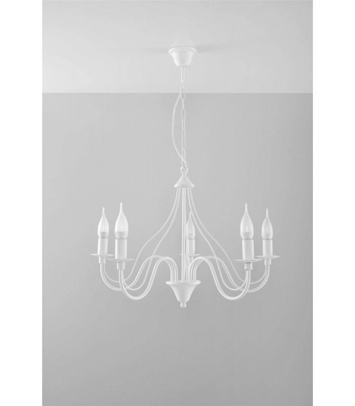 5 Light Multi Arm Chandelier White, E14 - 4