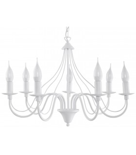 7 Light Multi Arm Chandelier White, E14 - 1
