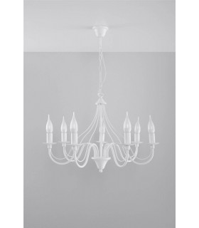 7 Light Multi Arm Chandelier White, E14 - 2