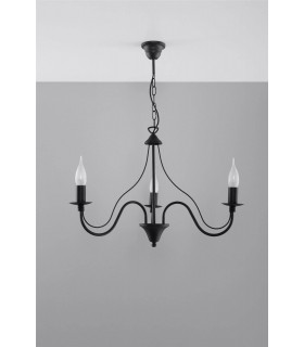 3 Light Multi Arm Chandelier Black, E14 - 2