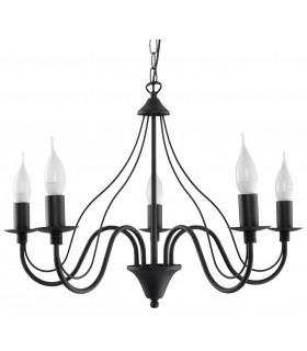 5 Light Multi Arm Chandelier Black, E14 - 1