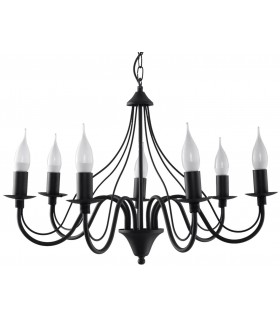 7 Light Multi Arm Chandelier Black, E14 - 1