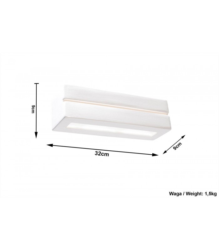 1 Light Ceramic Flush Wall Light White, E27 - 3