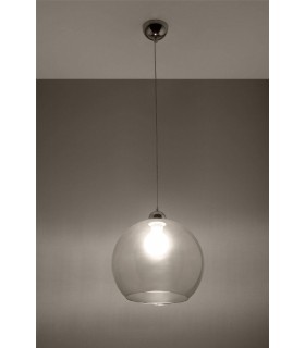 1 Light Glass Dome Ceiling Pendant Transparent, Chrome, E27 - 2