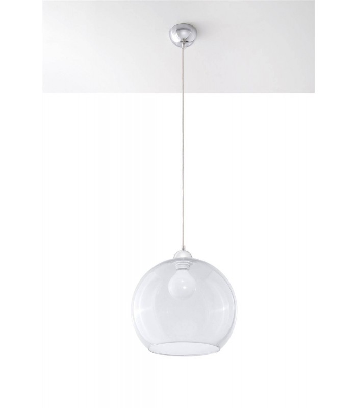 1 Light Glass Dome Ceiling Pendant Transparent, Chrome, E27 - 3