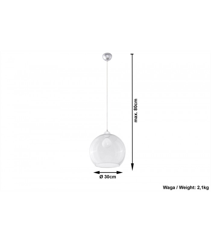 1 Light Glass Dome Ceiling Pendant Transparent, Chrome, E27 - 4