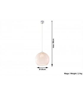 1 Light Glass Dome Ceiling Pendant Champagne, Chrome, E27 - 2