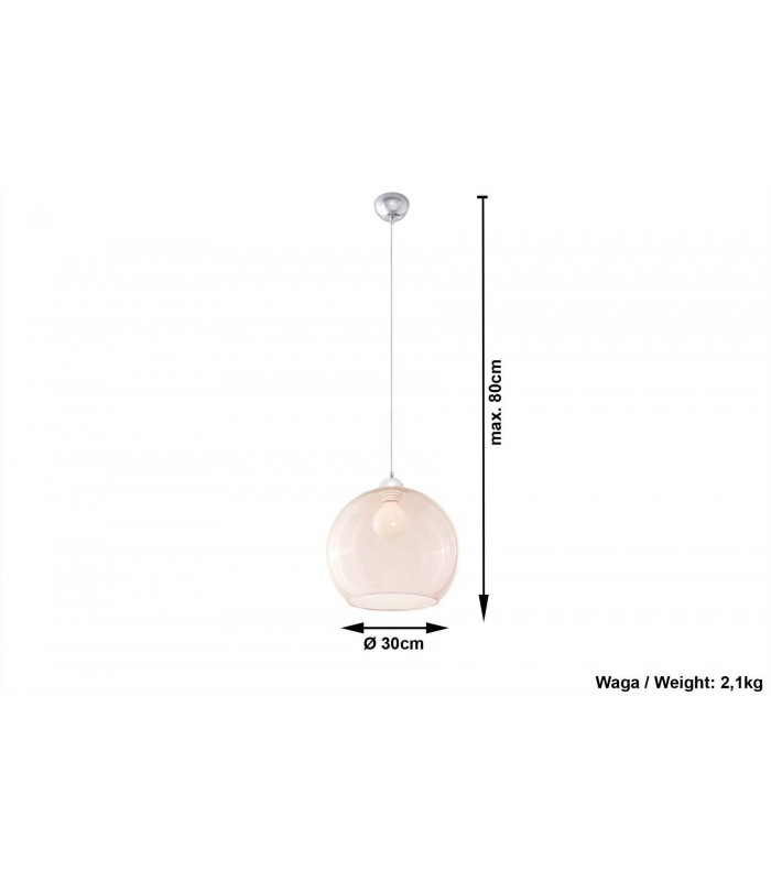 1 Light Glass Dome Ceiling Pendant Champagne, Chrome, E27 - 2