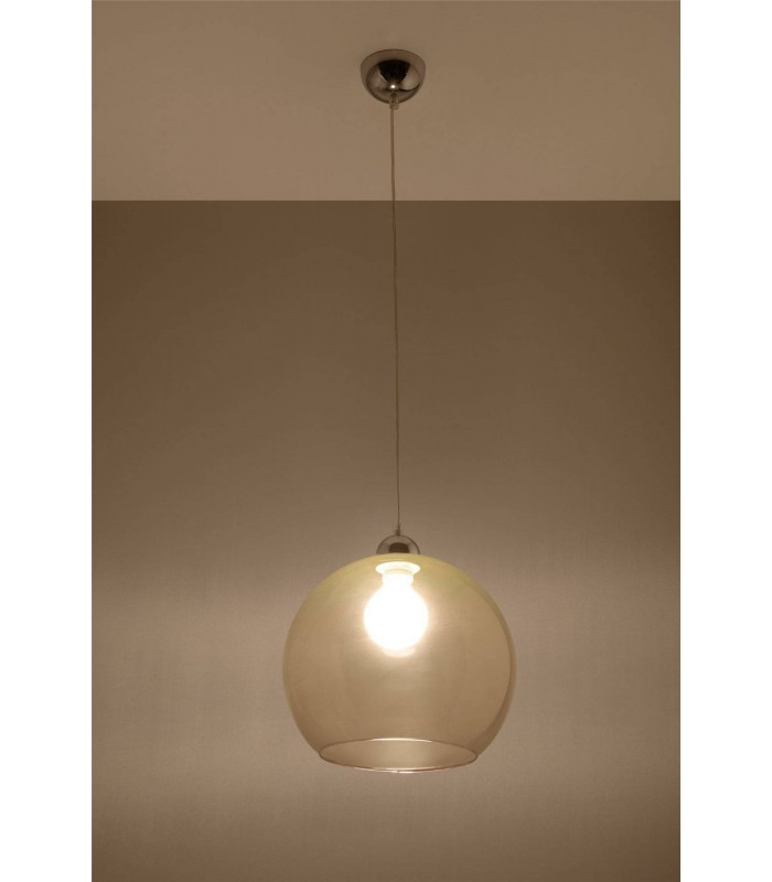 1 Light Glass Dome Ceiling Pendant Champagne, Chrome, E27 - 4