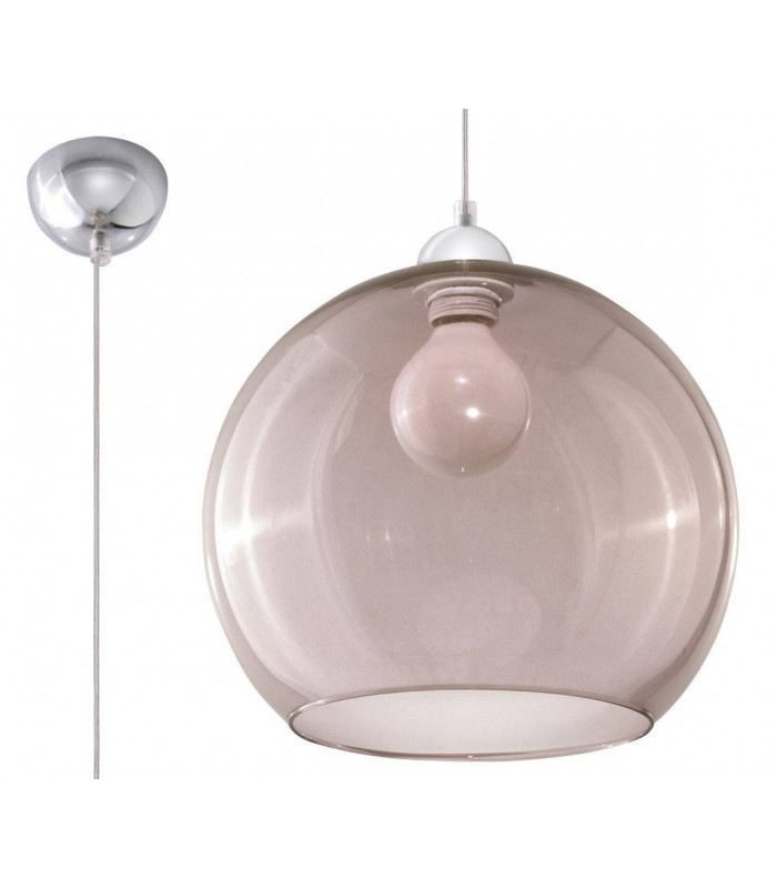 1 Light Glass Dome Ceiling Pendant Graphite, Chrome, E27 - 1