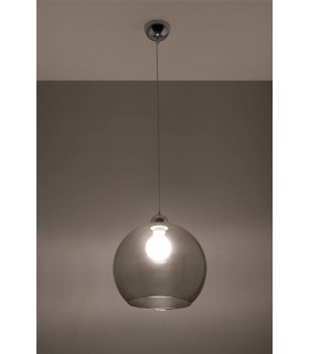 1 Light Glass Dome Ceiling Pendant Graphite, Chrome, E27 - 2