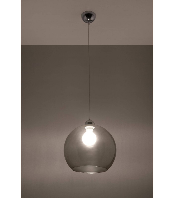 1 Light Glass Dome Ceiling Pendant Graphite, Chrome, E27 - 2