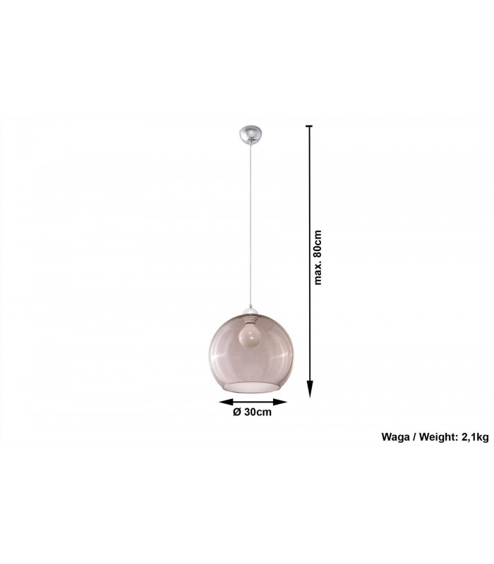 1 Light Glass Dome Ceiling Pendant Graphite, Chrome, E27 - 4