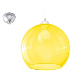 1 Light Glass Dome Ceiling Pendant Yellow, Chrome, E27 - 1