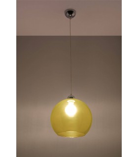1 Light Glass Dome Ceiling Pendant Yellow, Chrome, E27 - 2