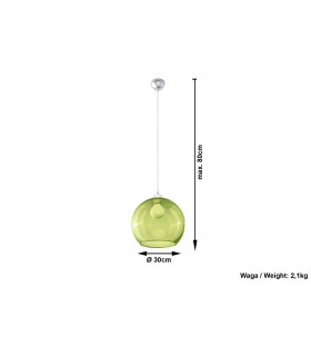 1 Light Glass Dome Ceiling Pendant Green, Chrome, E27 - 2