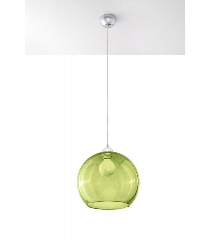 1 Light Glass Dome Ceiling Pendant Green, Chrome, E27 - 3