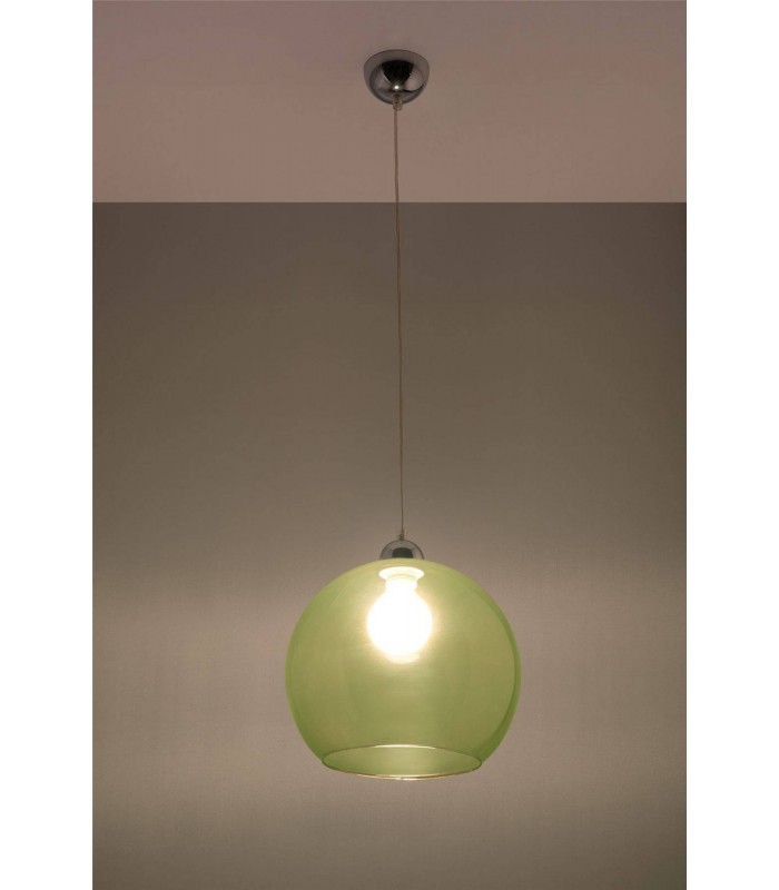 1 Light Glass Dome Ceiling Pendant Green, Chrome, E27 - 4