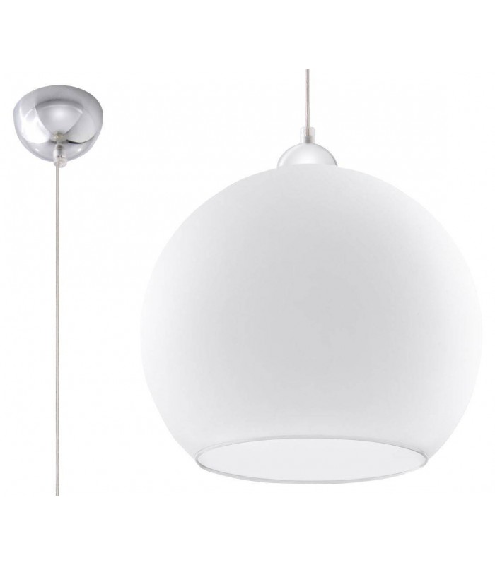 1 Light Glass Dome Ceiling Pendant White, Chrome, E27 - 1