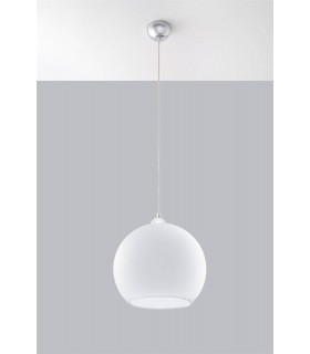 1 Light Glass Dome Ceiling Pendant White, Chrome, E27 - 2