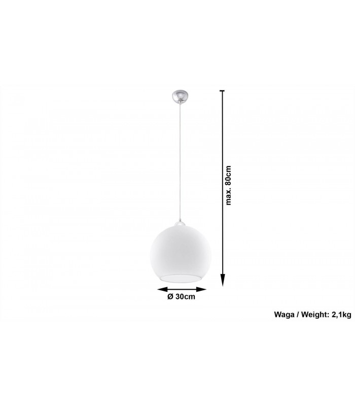 1 Light Glass Dome Ceiling Pendant White, Chrome, E27 - 4