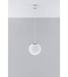 1 Light Globe Pendant White, Chrome, E27 - 2