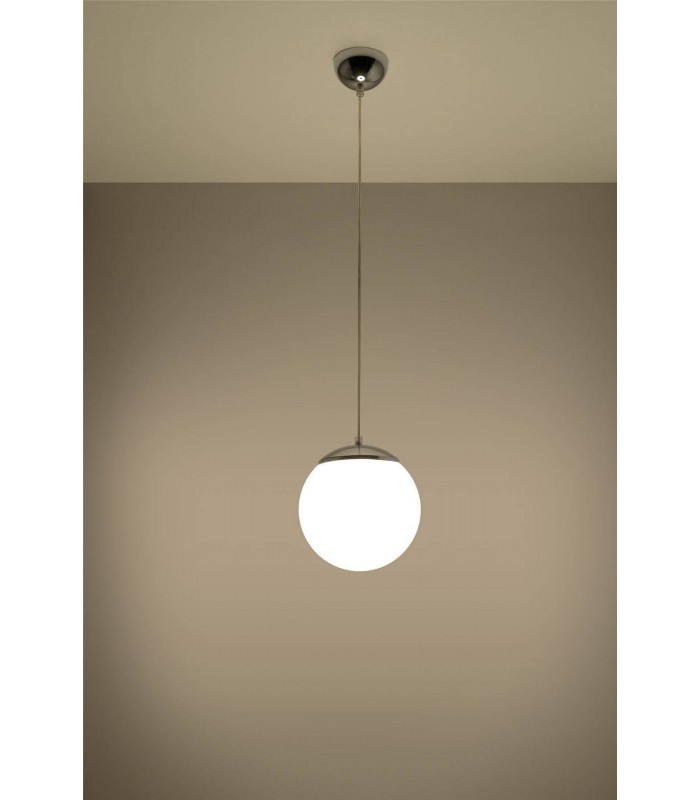 1 Light Globe Pendant White, Chrome, E27 - 3
