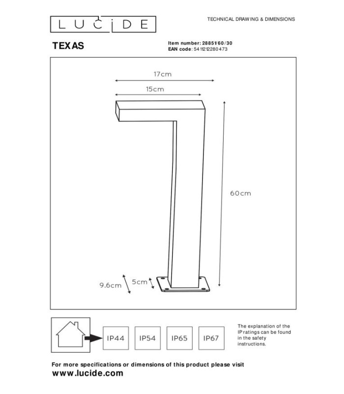 Texas Modern 60cm Bollard Light Outdoor-4