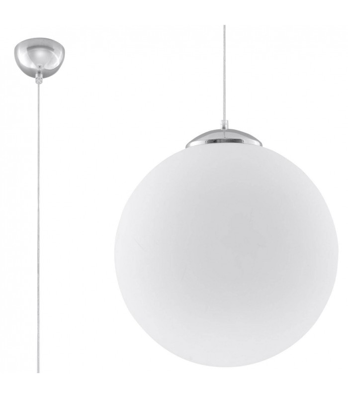1 Light Globe Pendant White, Chrome, E27 - 1