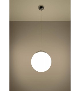 1 Light Globe Pendant White, Chrome, E27 - 2