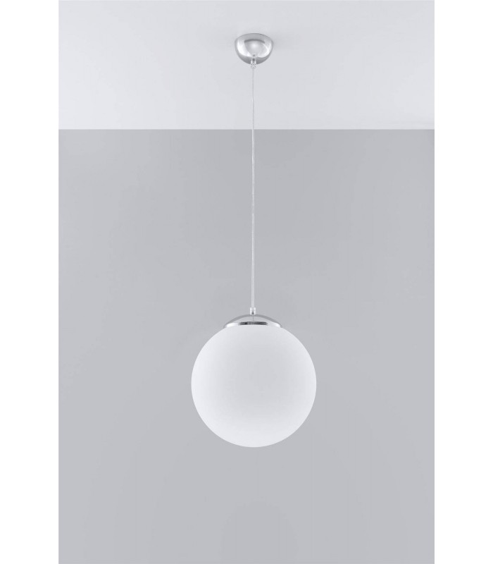 1 Light Globe Pendant White, Chrome, E27 - 3
