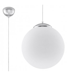 1 Light Globe Pendant White, Chrome, E27 - 1