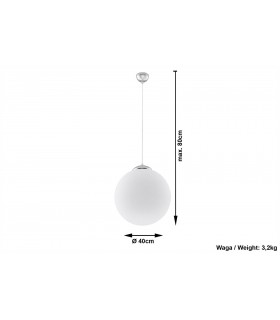 1 Light Globe Pendant White, Chrome, E27 - 2