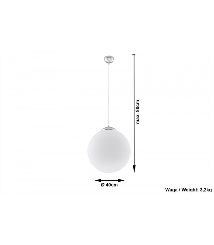 1 Light Globe Pendant White, Chrome, E27 - 2