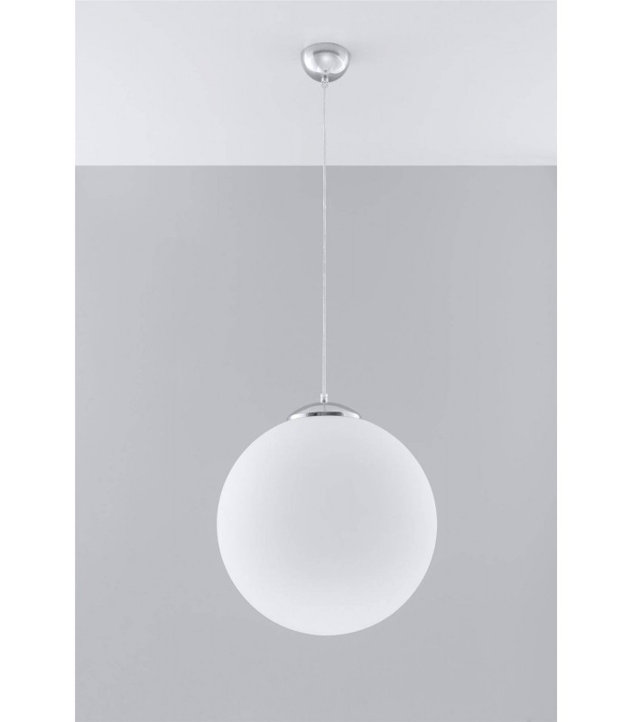 1 Light Globe Pendant White, Chrome, E27 - 3
