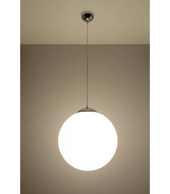 1 Light Globe Pendant White, Chrome, E27 - 4