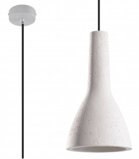 1 Light Dome Ceiling Pendant White, E27 - 1