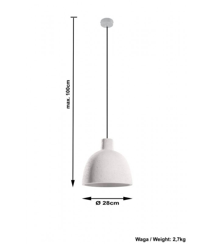 1 Light Dome Ceiling Pendant White, E27 - 3
