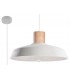 1 Light Dome Ceiling Pendant White, Natural Wood, E27 - 1