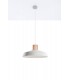 1 Light Dome Ceiling Pendant White, Natural Wood, E27 - 2