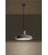 1 Light Dome Ceiling Pendant White, Natural Wood, E27 - 3