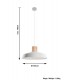 1 Light Dome Ceiling Pendant White, Natural Wood, E27 - 4