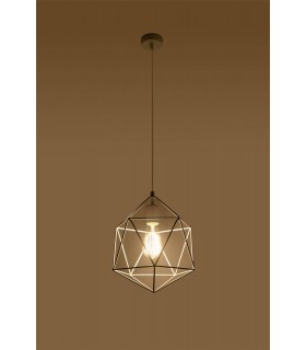 1 Light Caged Ceiling Pendant White, E27 - 2