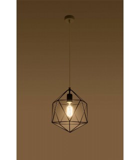 1 Light Caged Ceiling Pendant Black, E27 - 2